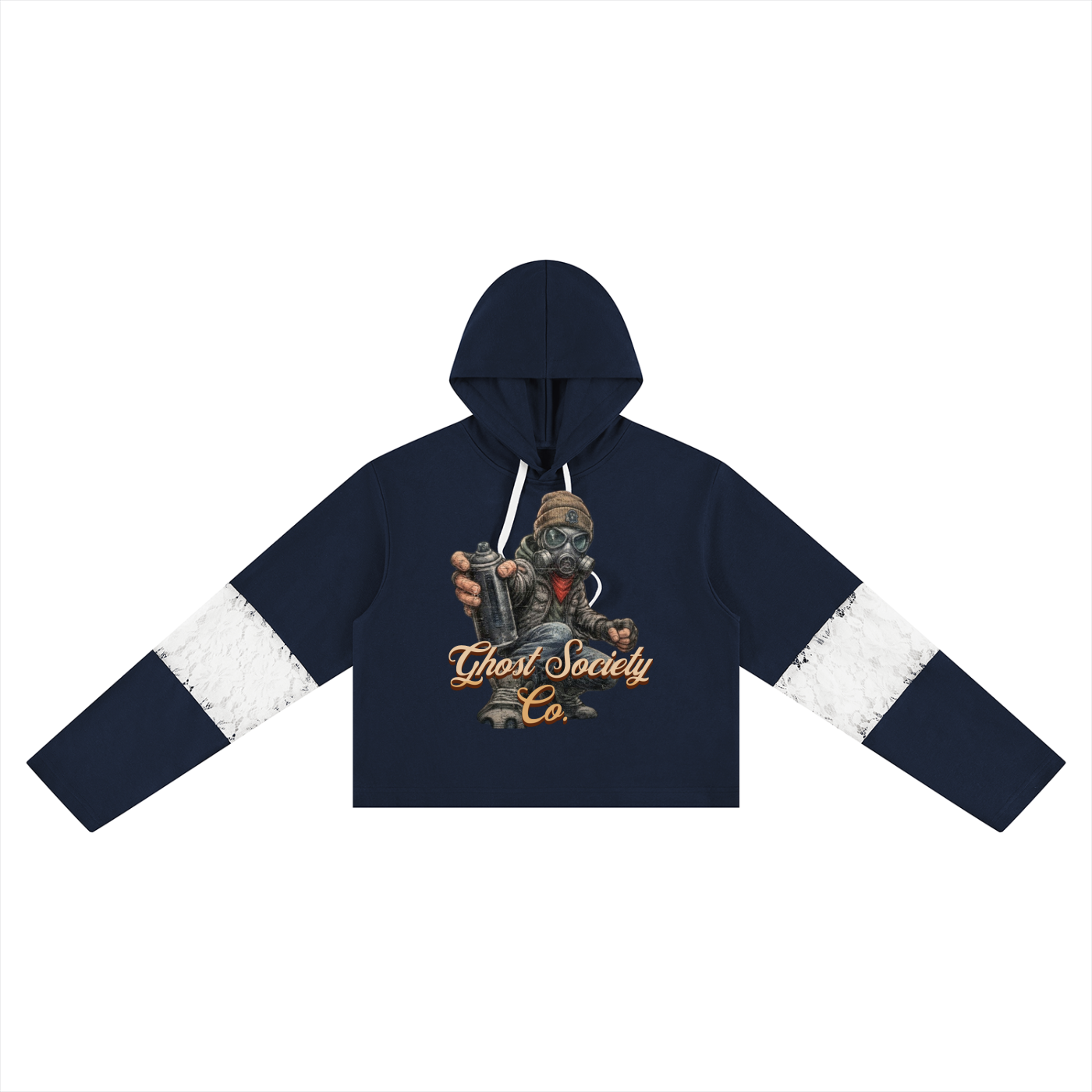 GHOST SOCIETY CO. Women’s Cropped Lace-Panel Hoodie