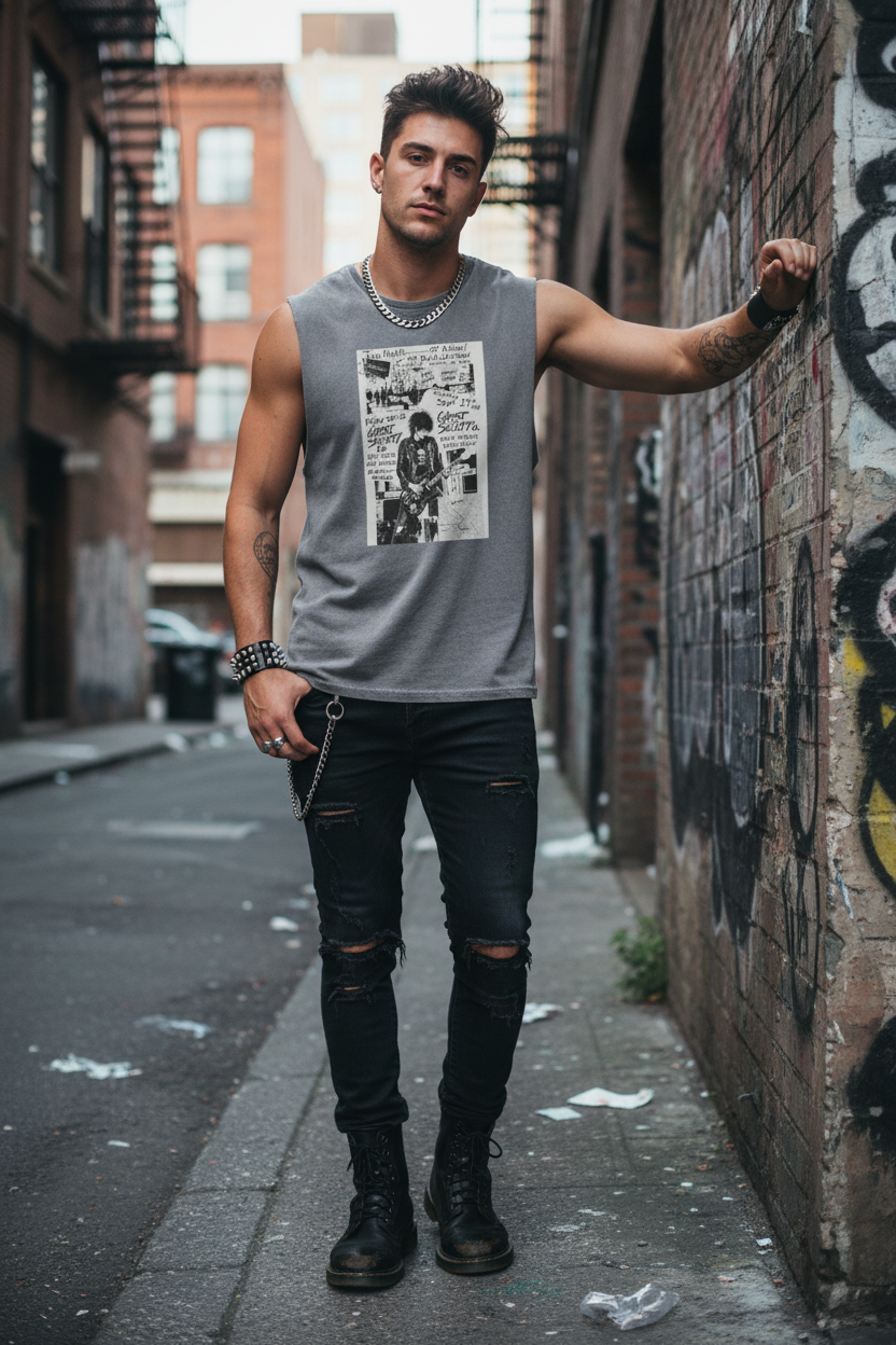 GHOST SOCIETY CO. Punk Rock Concert Flyer Unisex Stonewash Tank Top
