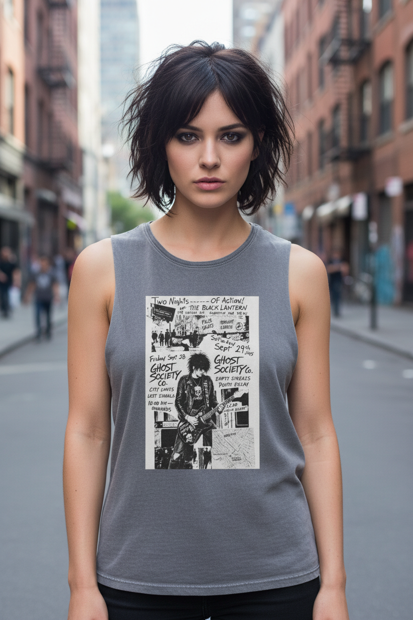 GHOST SOCIETY CO. Punk Rock Concert Flyer Unisex Stonewash Tank Top