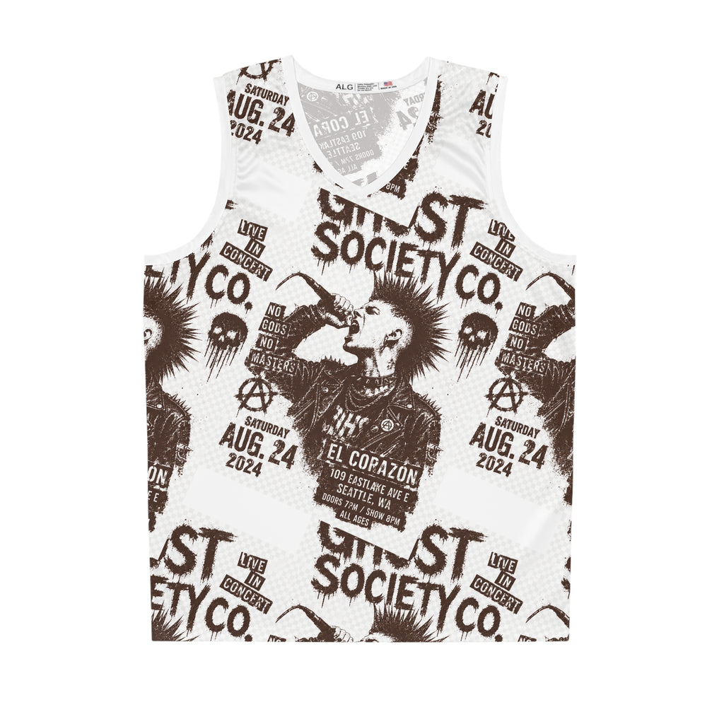 GHOST SOCIETY CO.  Punk Rock Concert Flyer Basketball Jersey (AOP)