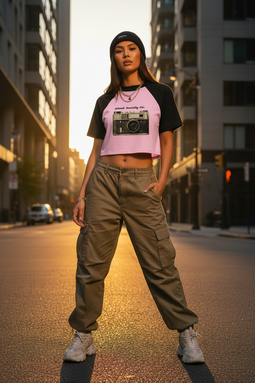 Women's Color Block Raglan Crop Tee | Ghost Society Co.