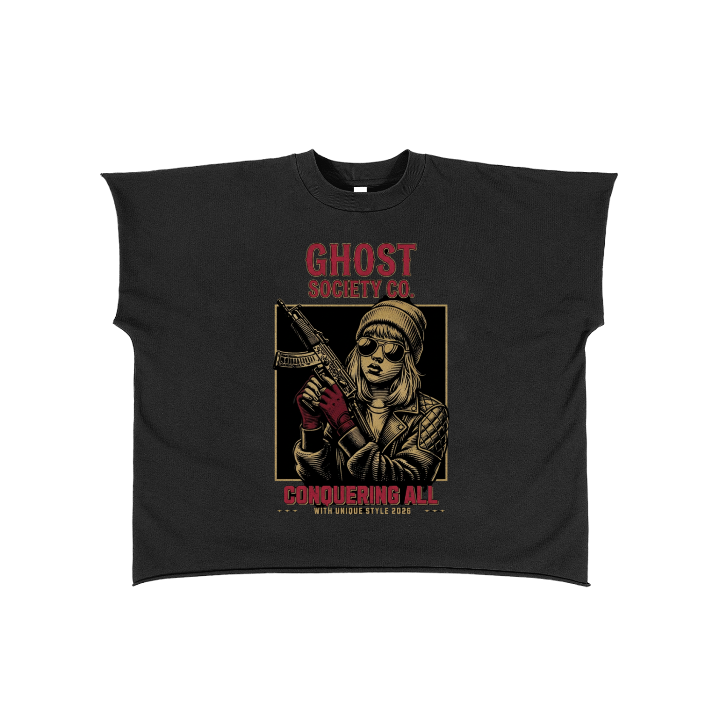 GHOST SOCIETY CO. Raw Edge Boxy Non-Shrink T-Shirt