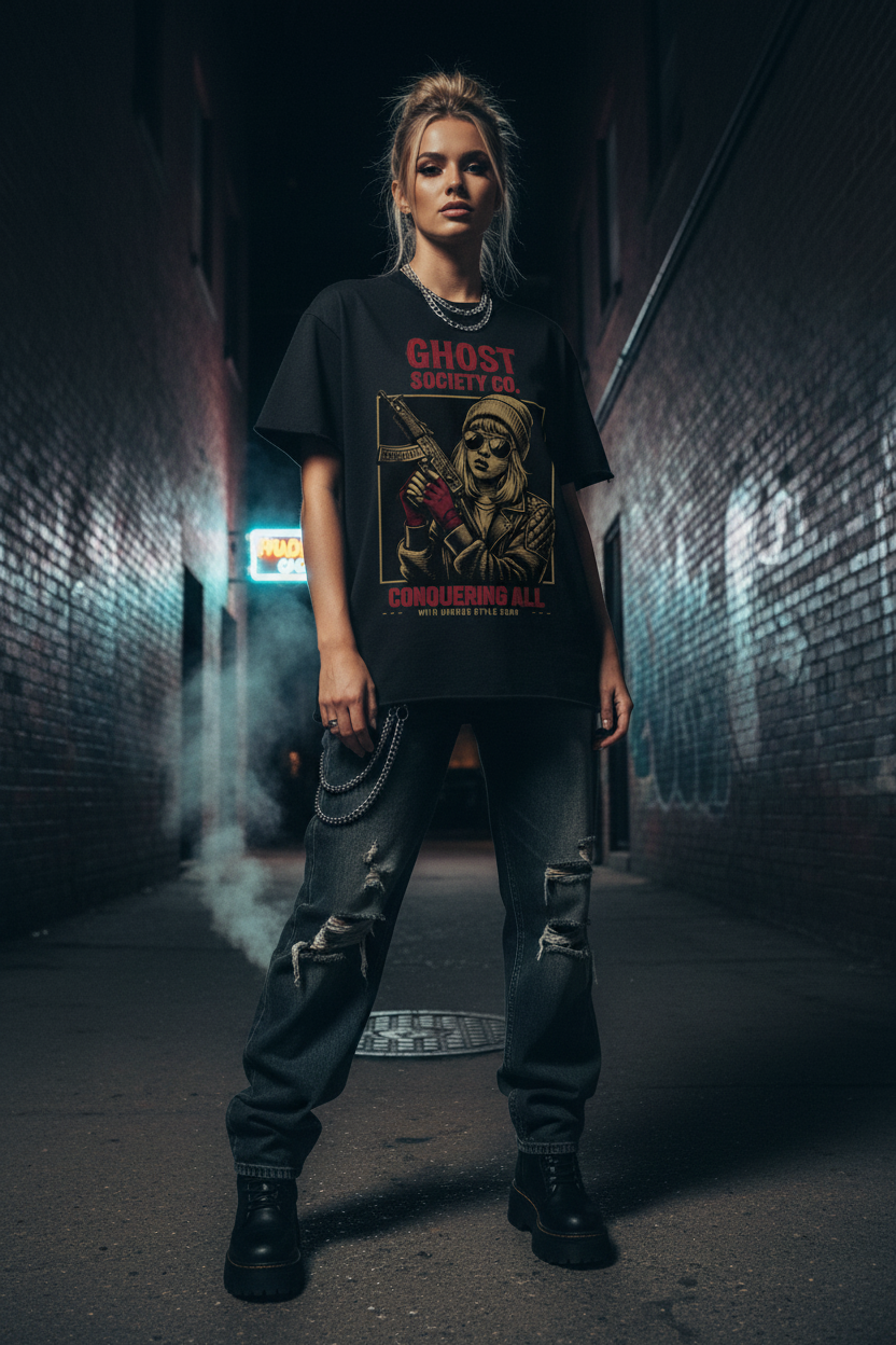 GHOST SOCIETY CO. Raw Edge Boxy Non-Shrink T-Shirt