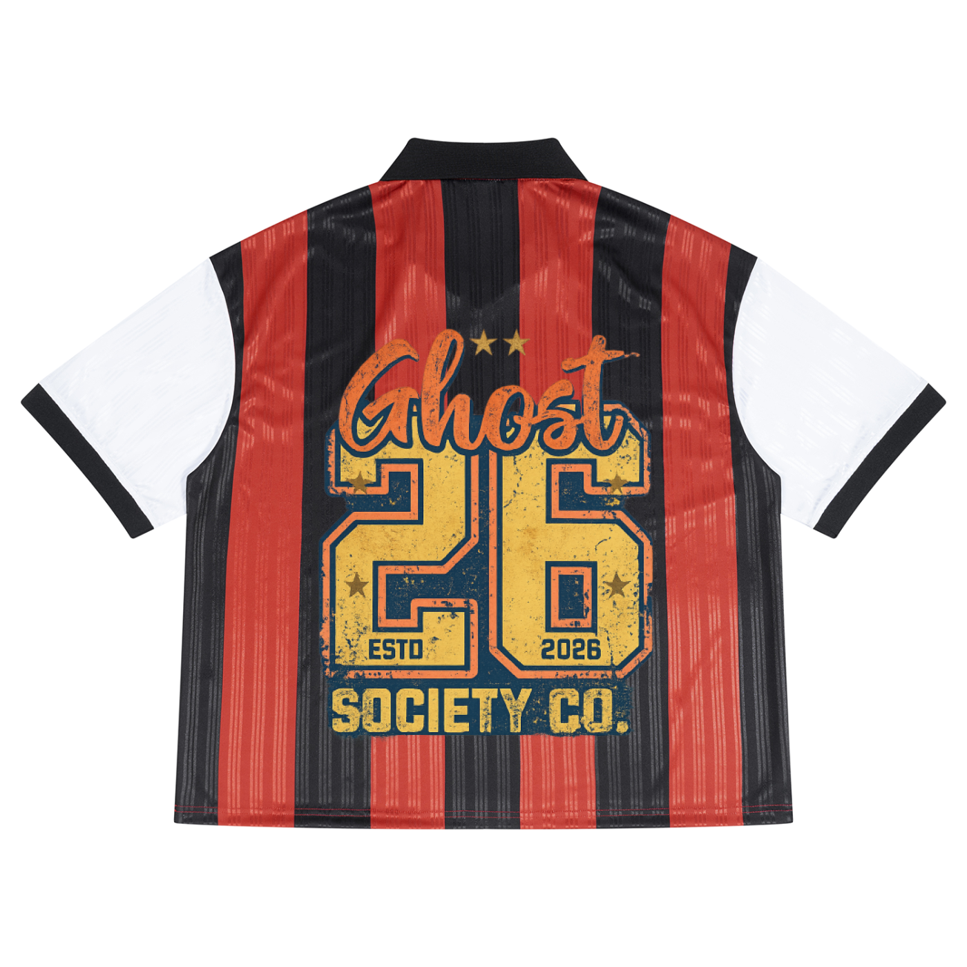 GHOST SOCIETY CO. Unisex Boxy Striped Collared Soccer Jersey