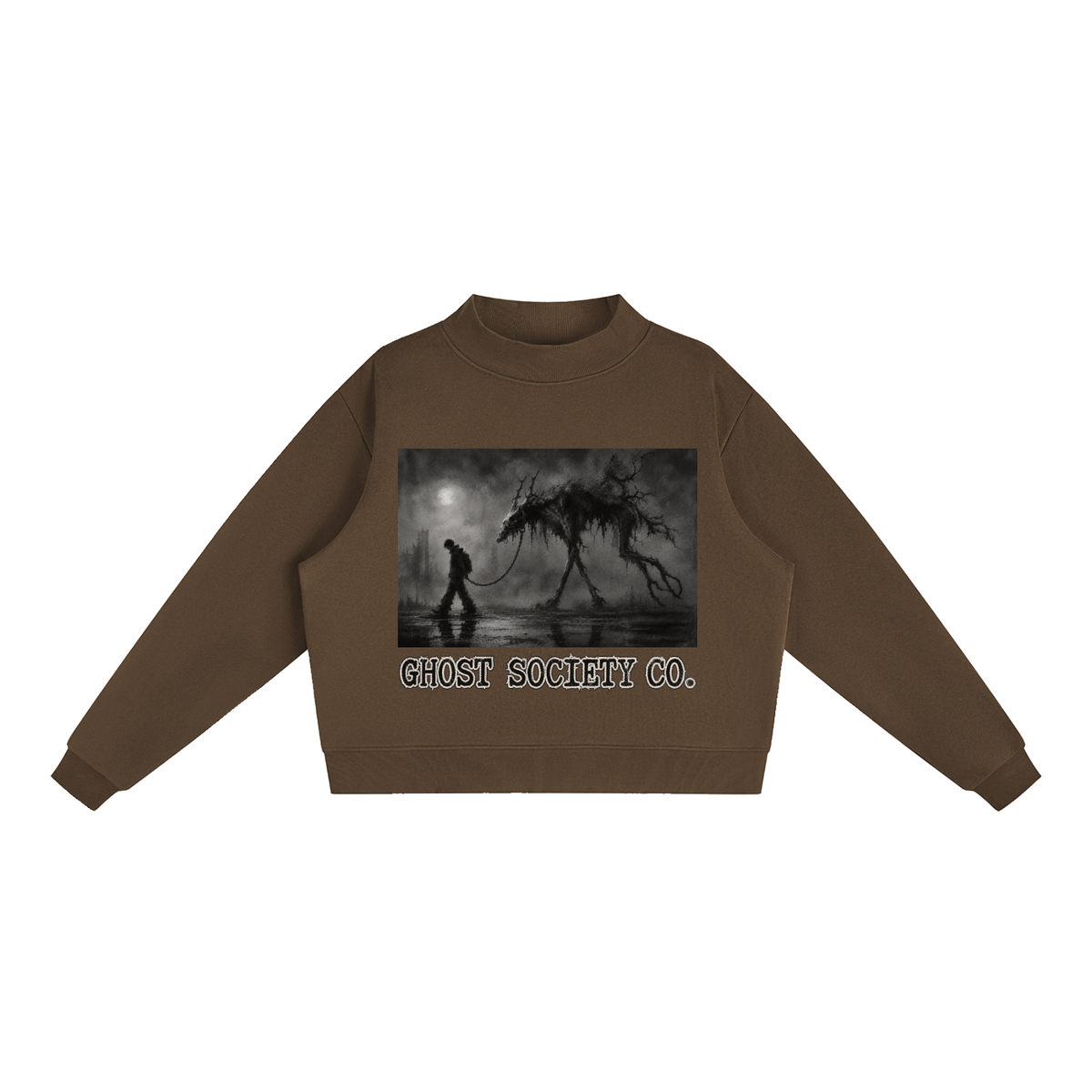 GHOST SOCIETY CO. Essential Fleece Mock-Neck Crew Sweatshirt