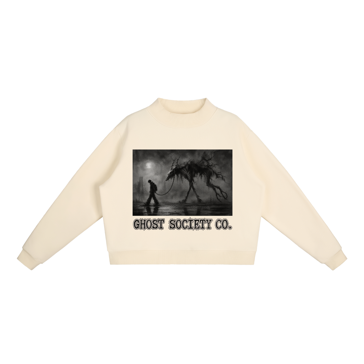 GHOST SOCIETY CO. Essential Fleece Mock-Neck Crew Sweatshirt