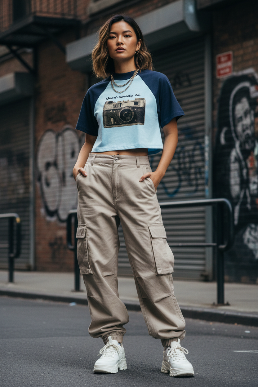 Women's Color Block Raglan Crop Tee | Ghost Society Co.