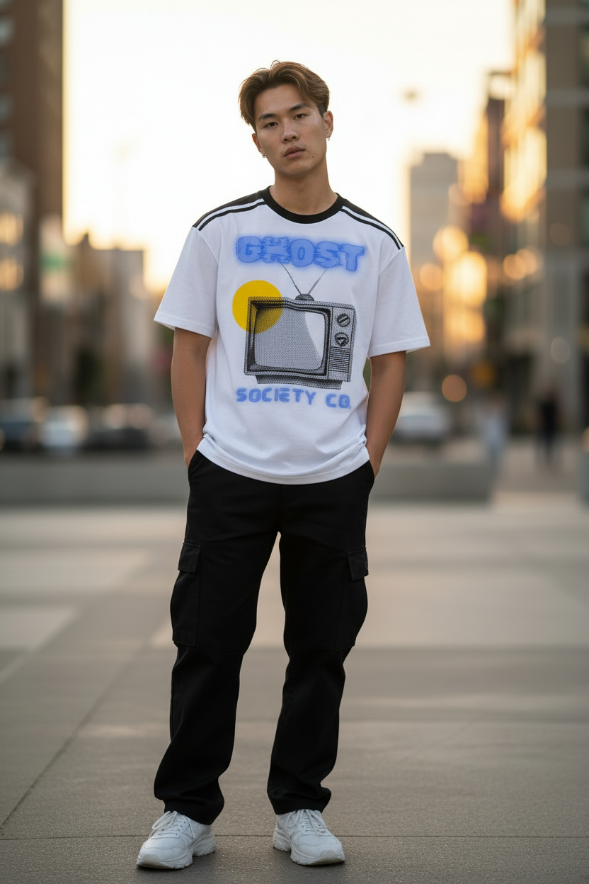 GHOST SOCIETY CO. Unisex Color Block Loose T-Shirt