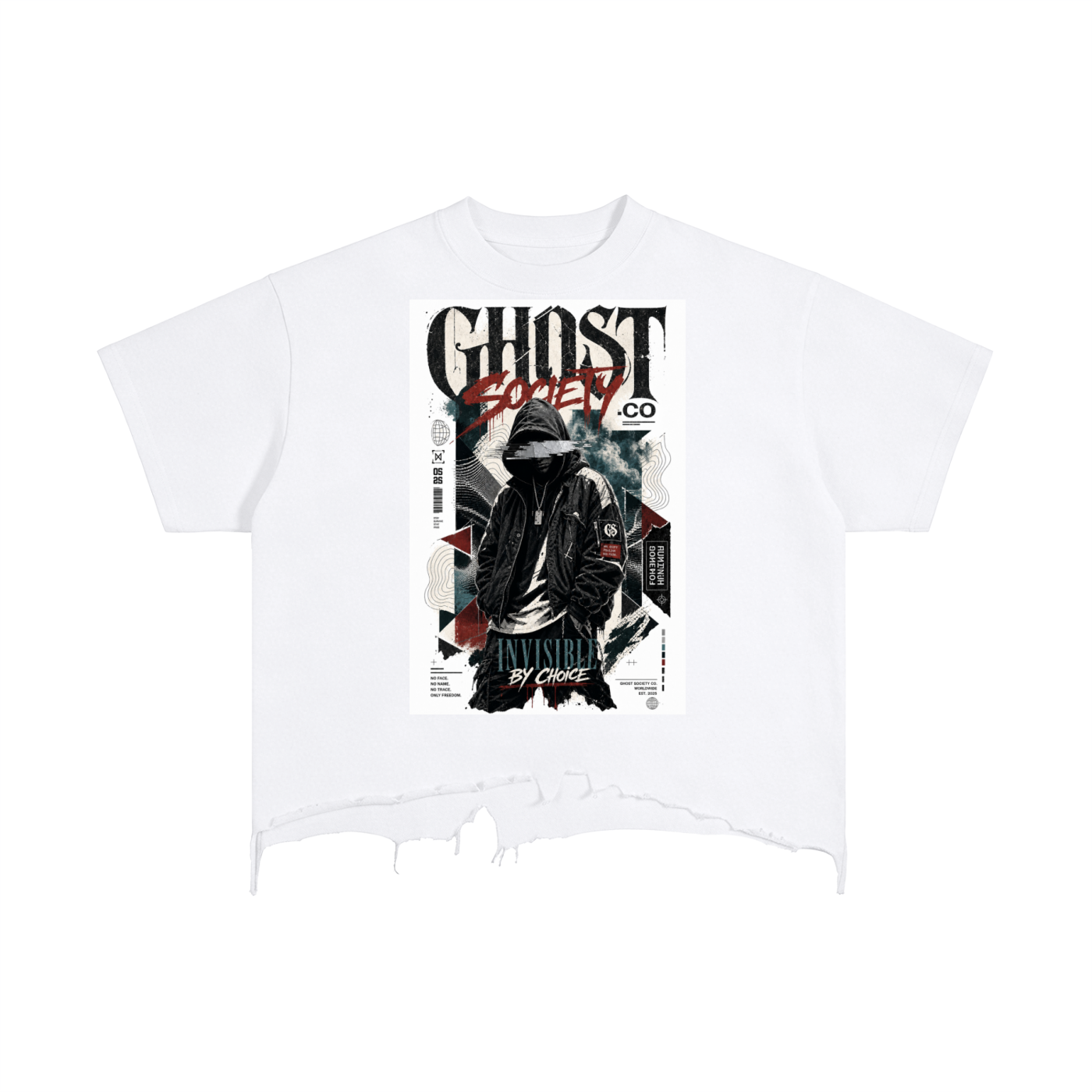 GHOST SOCIETY CO. Vintage Wash Boxy Distressed Hem T-Shirt