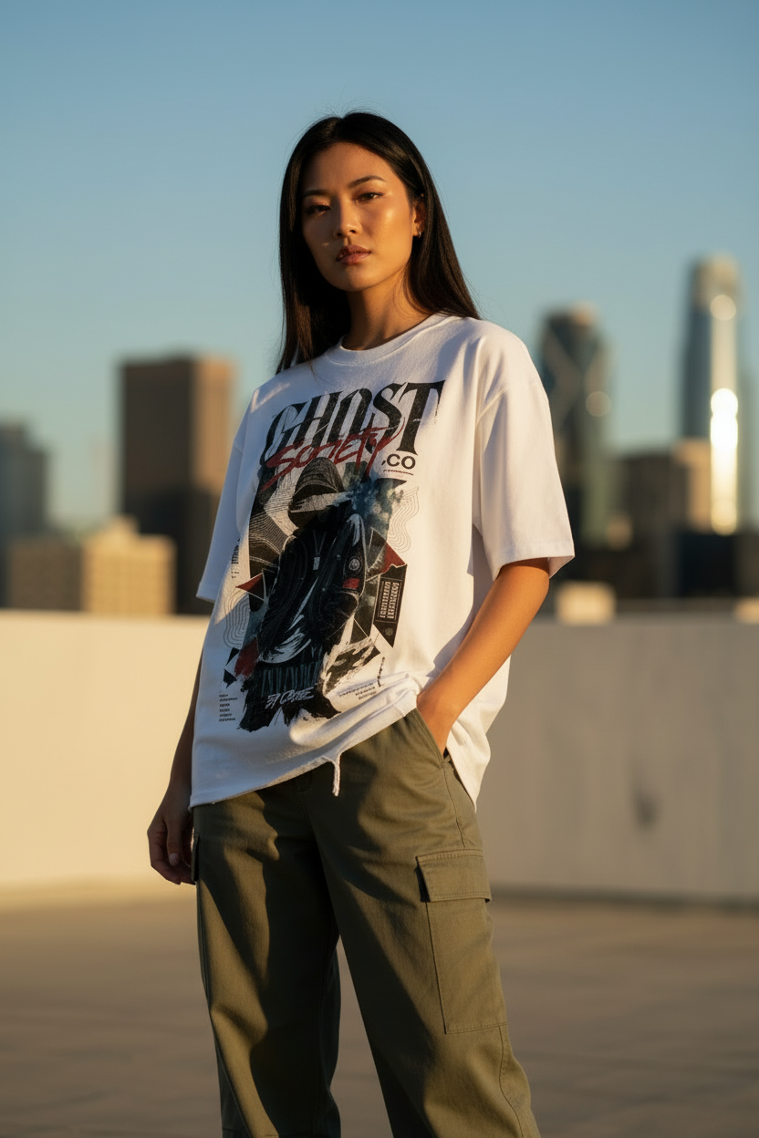 GHOST SOCIETY CO. Vintage Wash Boxy Distressed Hem T-Shirt