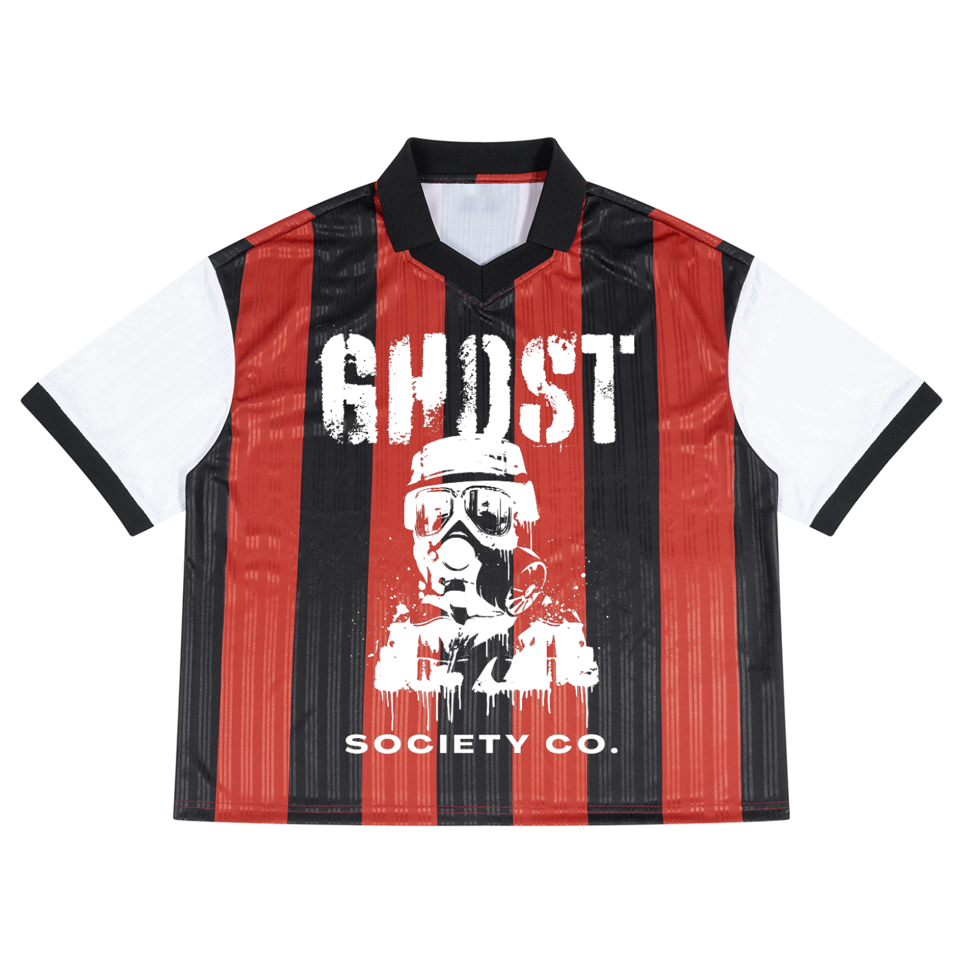 GHOST SOCIETY CO. Unisex Boxy Striped Collared Soccer Jersey