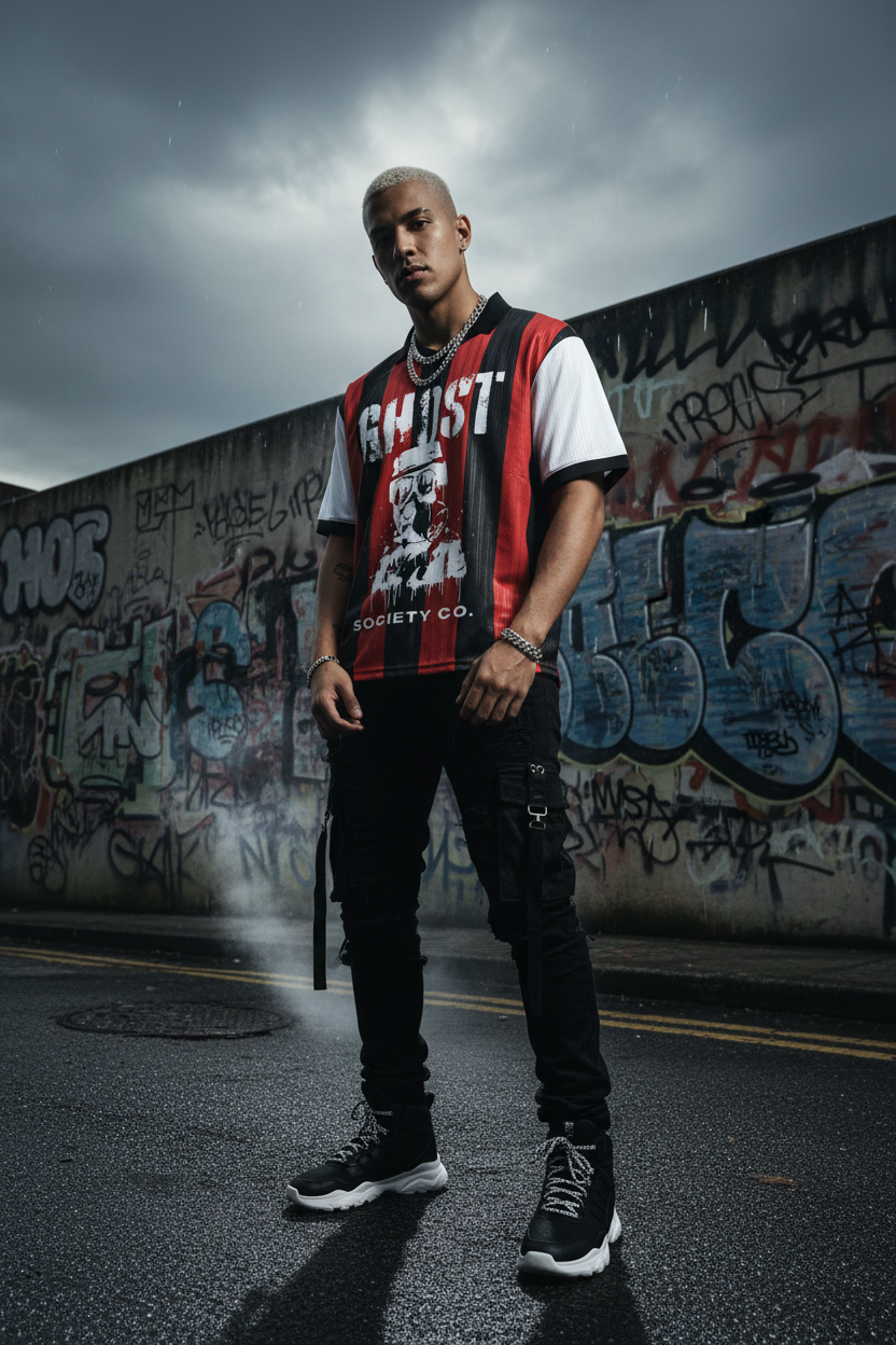 GHOST SOCIETY CO. Unisex Boxy Striped Collared Soccer Jersey