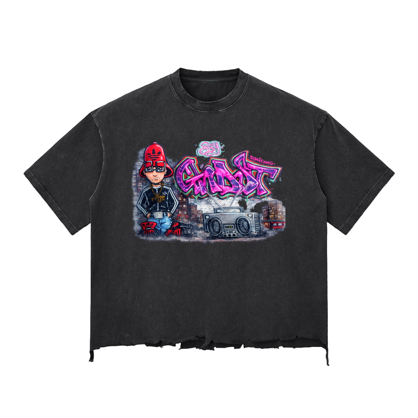 GHOST SOCIETY CO. Snow Wash Raw-Hem Boxy T-shirt