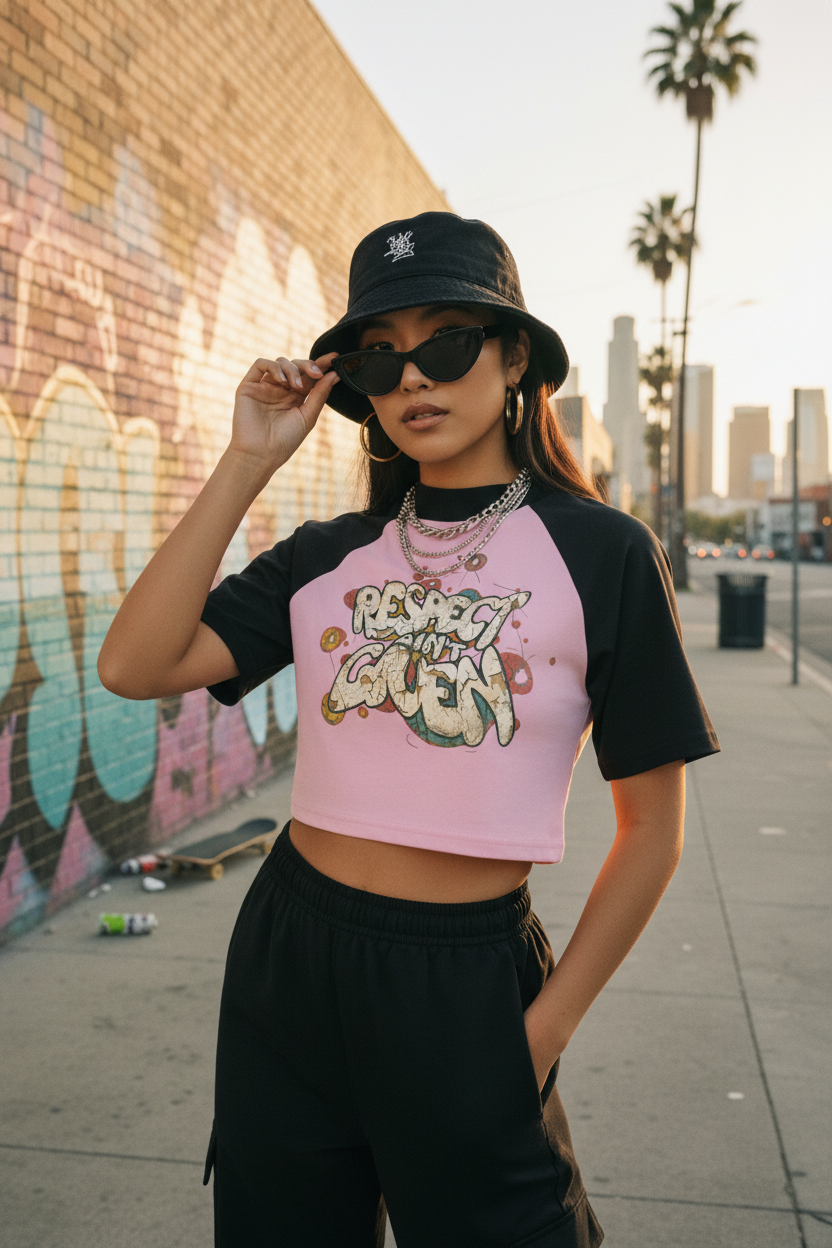 GHOST SOCIETY CO. Women’s Color Block Raglan Crop T-Shirt