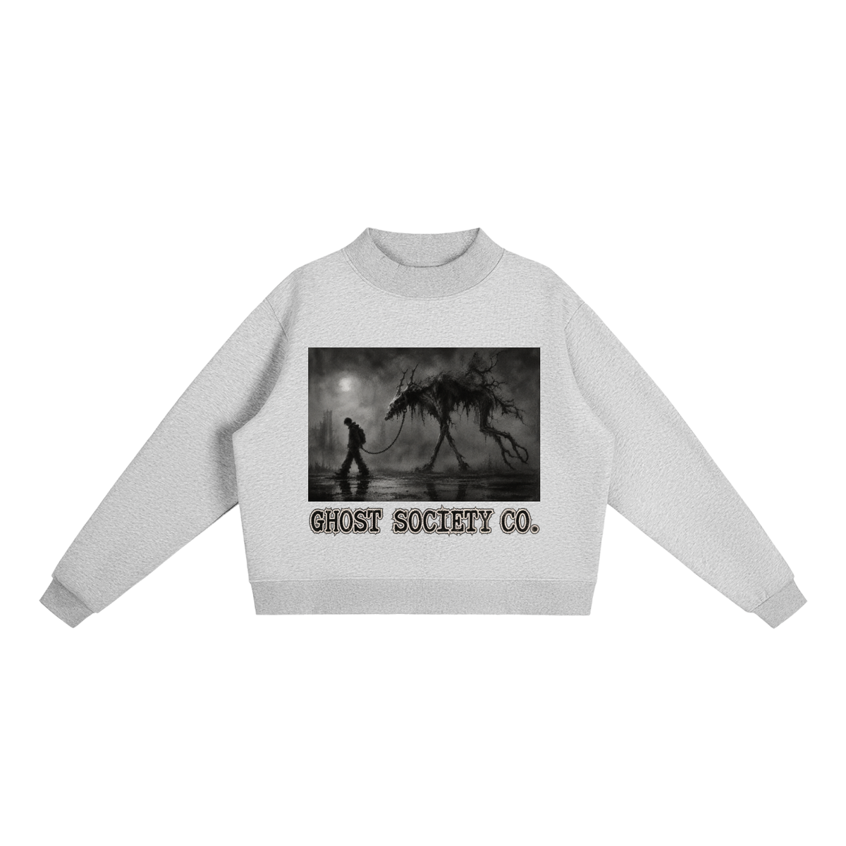 GHOST SOCIETY CO. Essential Fleece Mock-Neck Crew Sweatshirt