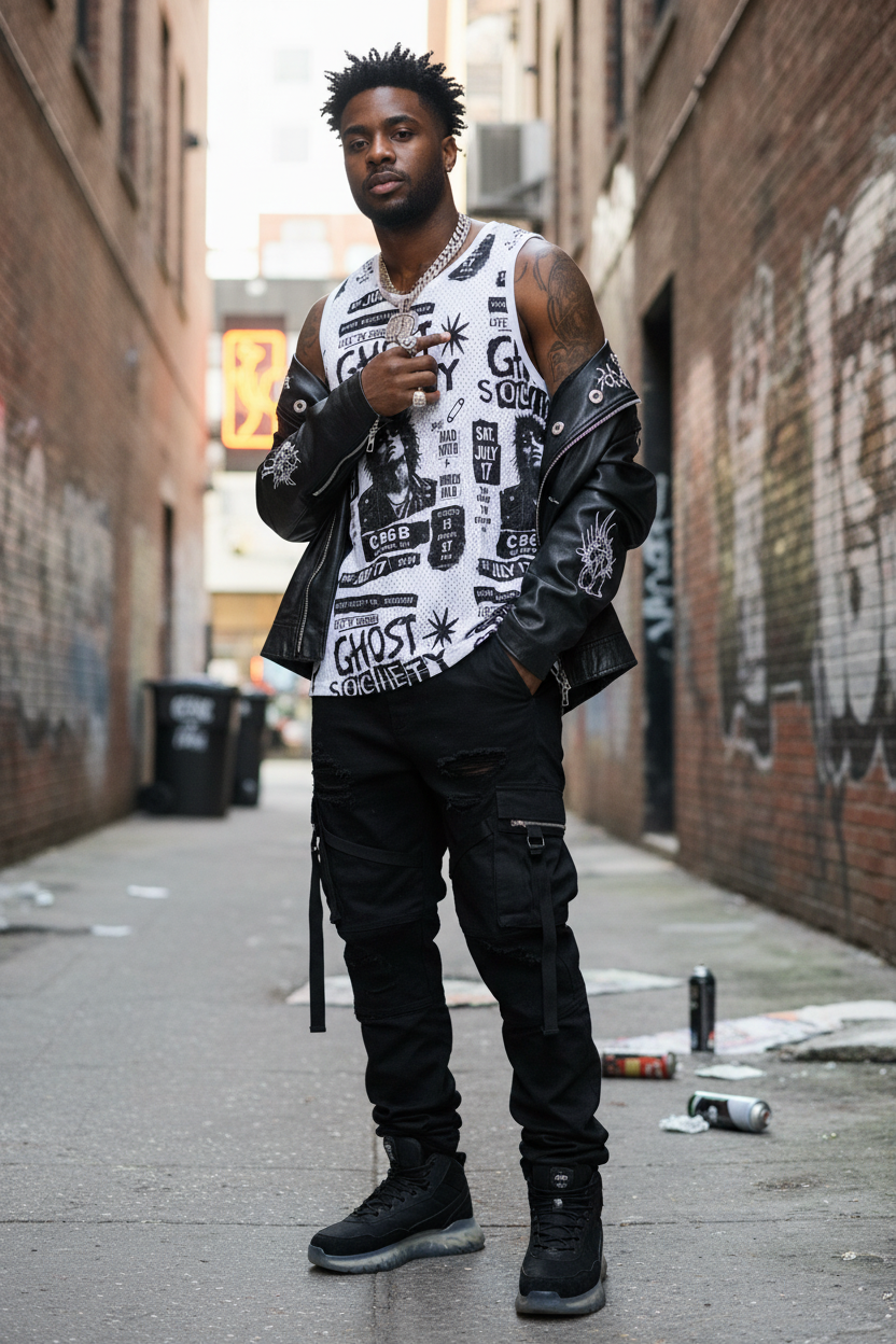 Ghost Society Basketball Jersey – Retro Punk Band All-Over Print