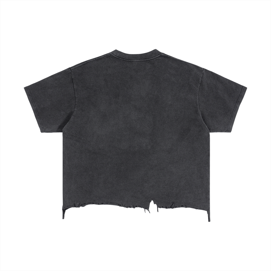 GHOST SOCIETY CO. Vintage Wash Boxy Distressed Hem T-Shirt