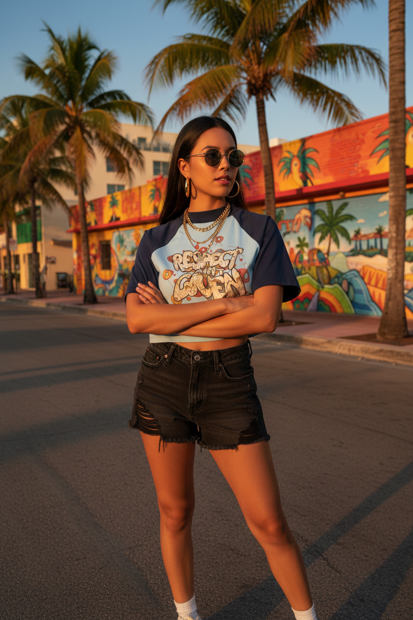 GHOST SOCIETY CO. Women’s Color Block Raglan Crop T-Shirt