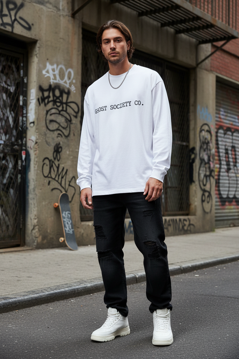 GHOST SOCIETY CO. Oversized Unisex Long Sleeve T-Shirt
