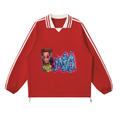 GHOST SOCIETY CO. MIA. Contrast Striped Lapel Collar Sweatshirt