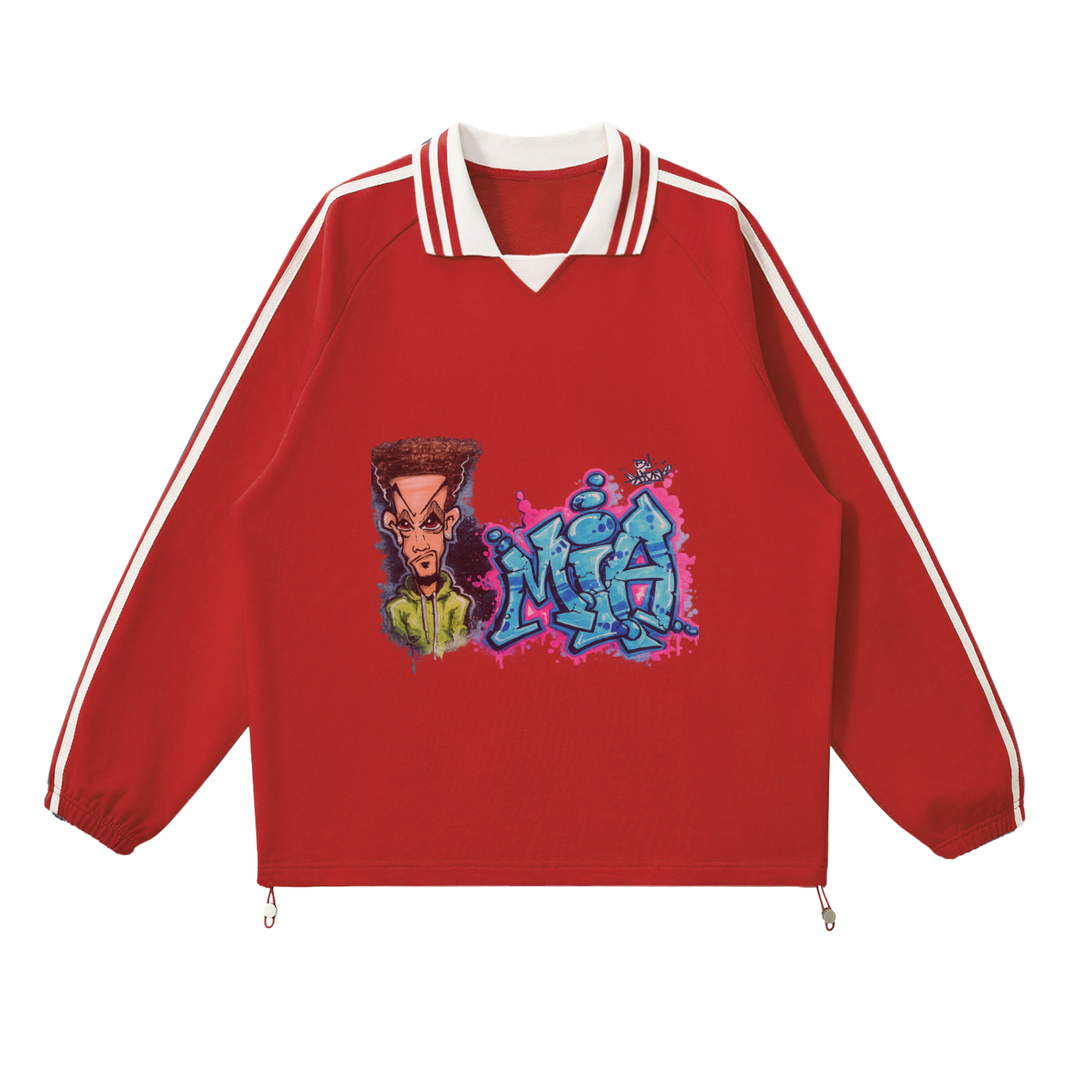 GHOST SOCIETY CO. MIA. Contrast Striped Lapel Collar Sweatshirt