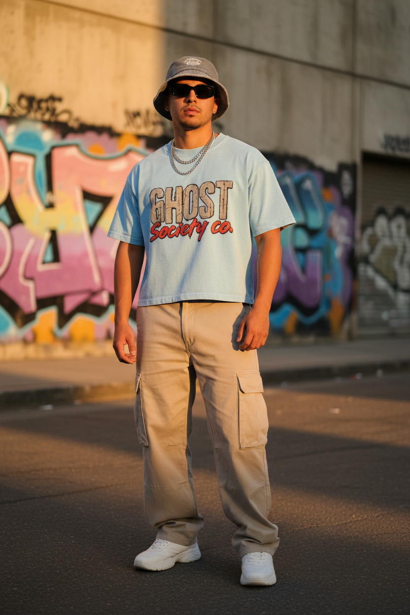 GHOST SOCIETY CO. Mineral Wash Boxy Cotton T-Shirt