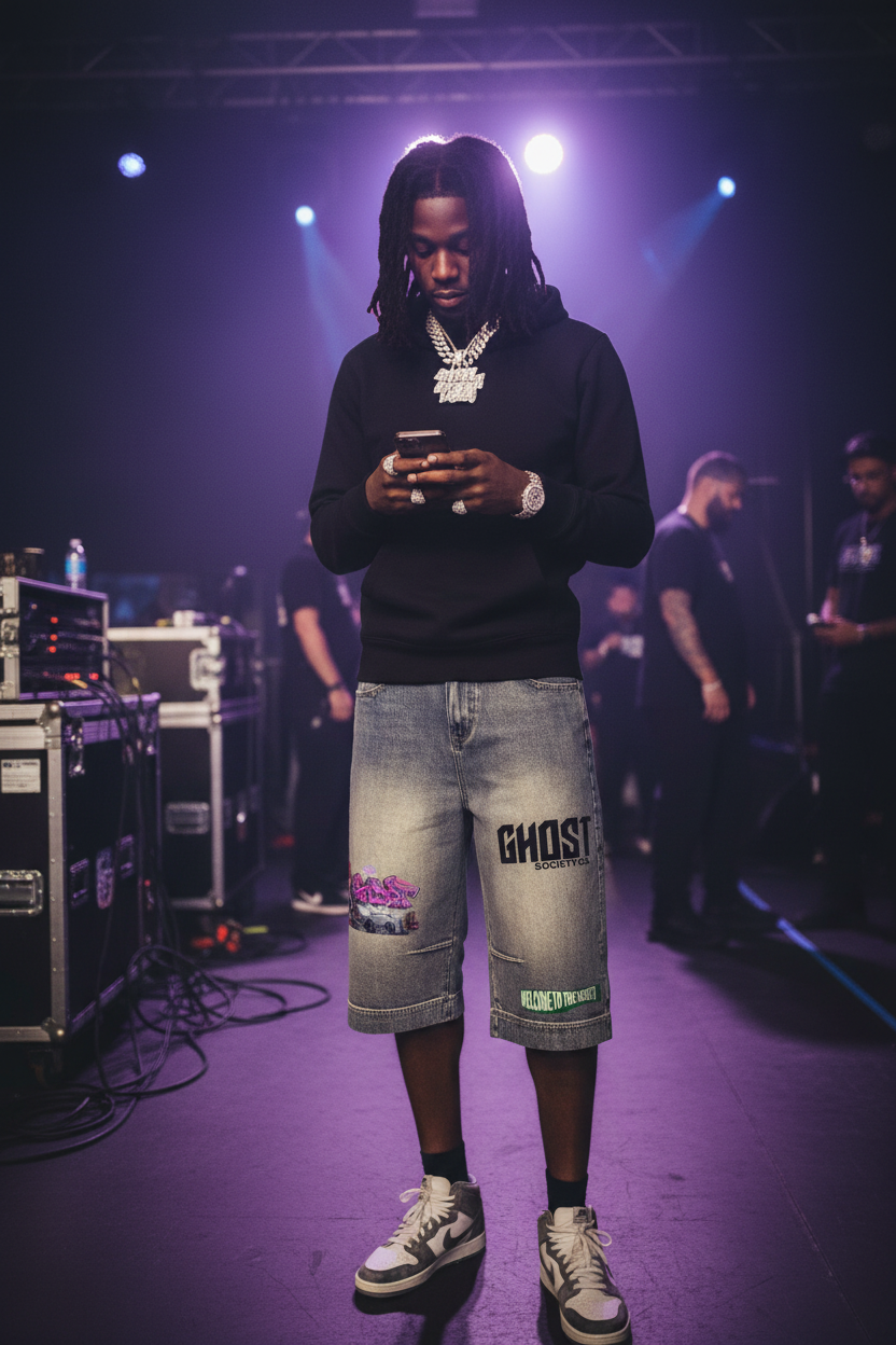 GHOST SOCIETY CO. Vintage Wash Baggy Denim Shorts