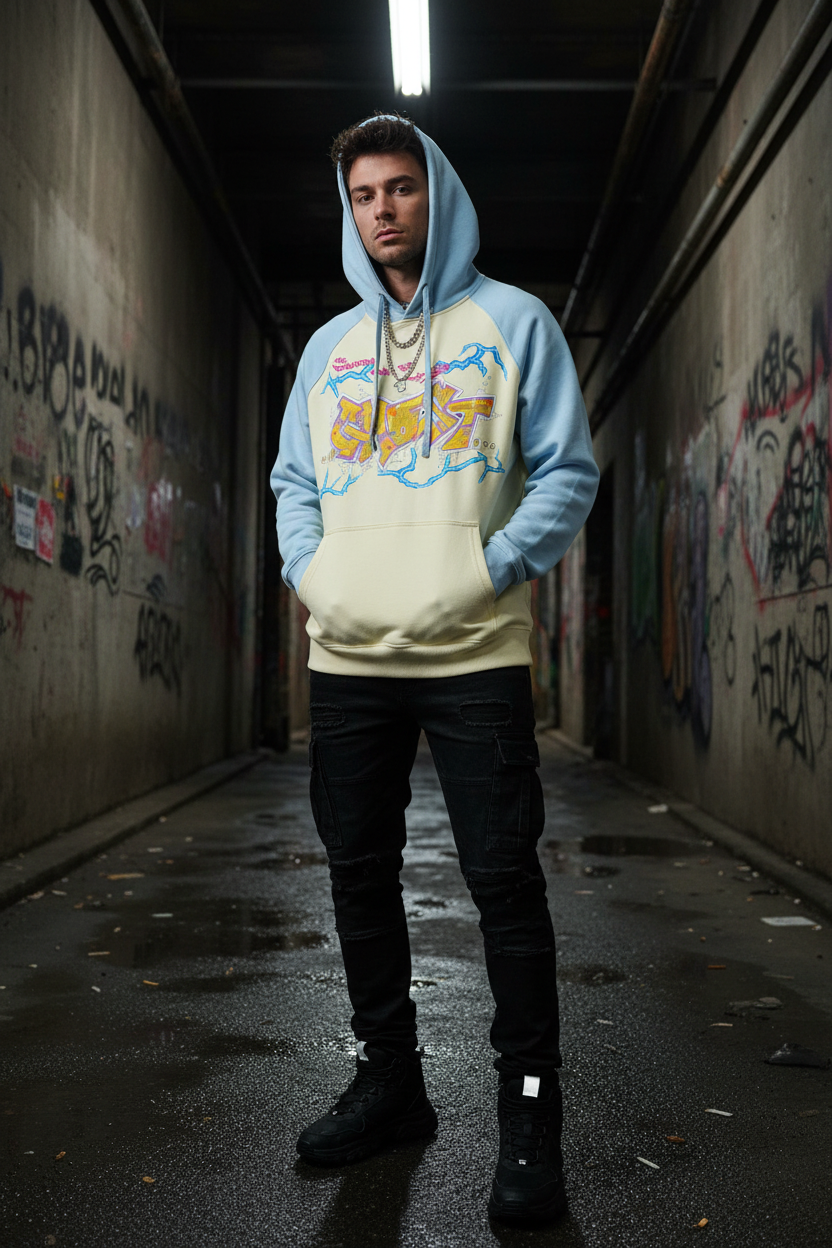Color-Block Raglan Sleeve Hoodie