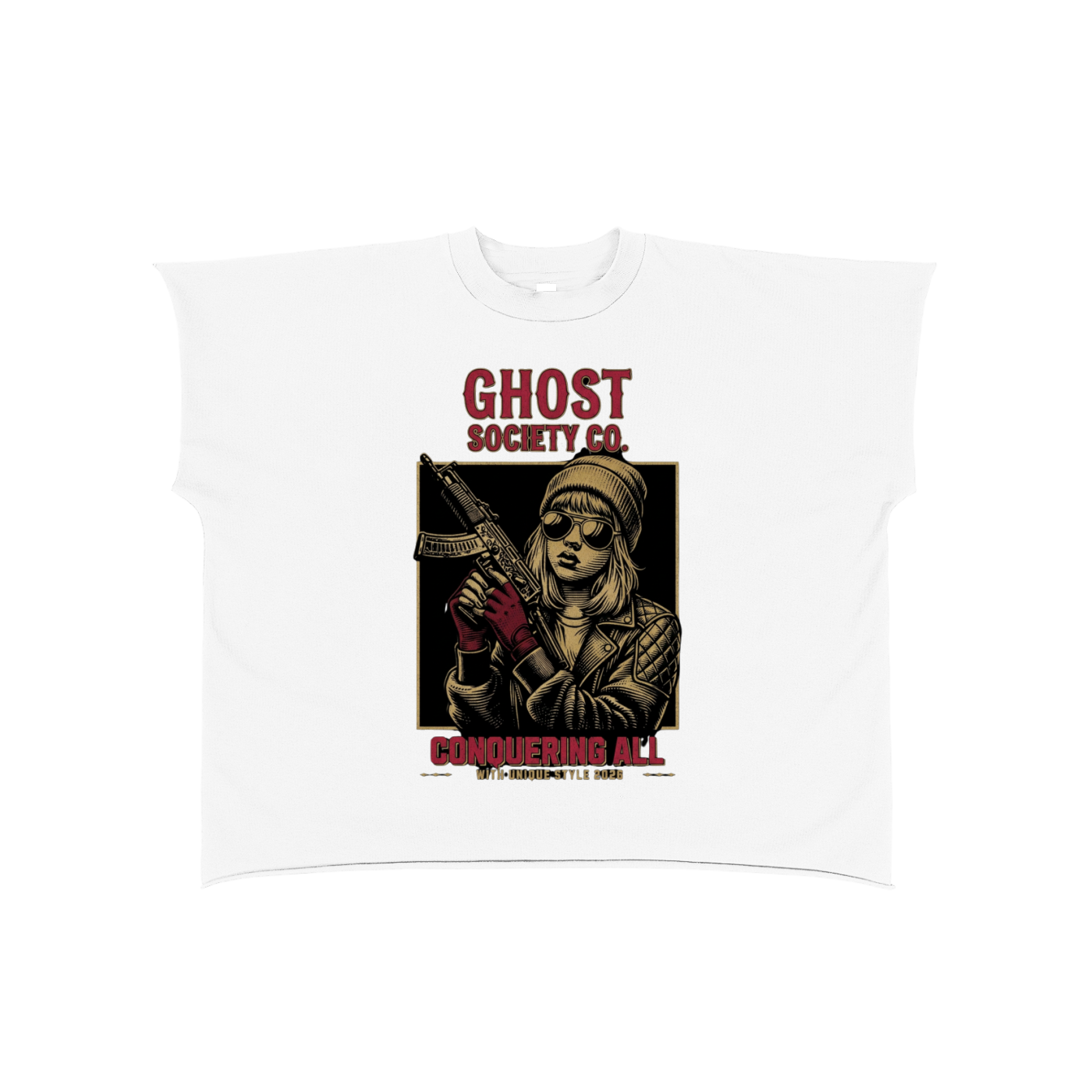 GHOST SOCIETY CO. Raw Edge Boxy Non-Shrink T-Shirt