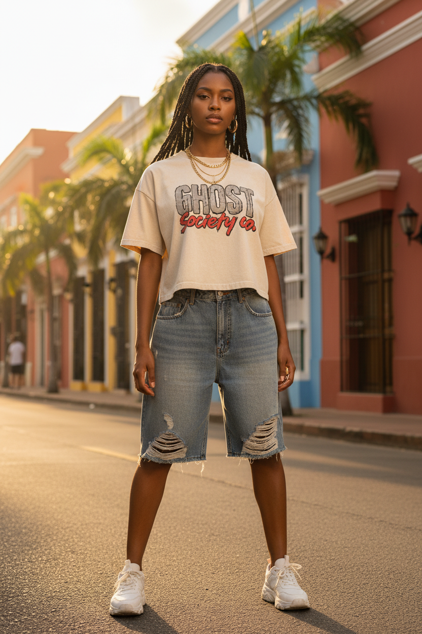GHOST SOCIETY CO. Mineral Wash Boxy Cotton T-Shirt