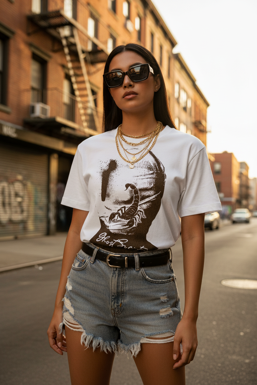 GHOST SOCIETY CO. Heavyweight Vintage Washed Frayed T-Shirt