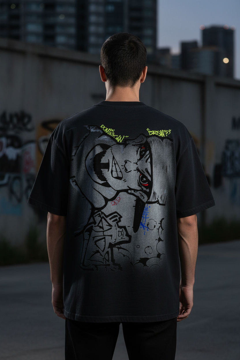 Square Patch Monkey Washed T-Shirt
