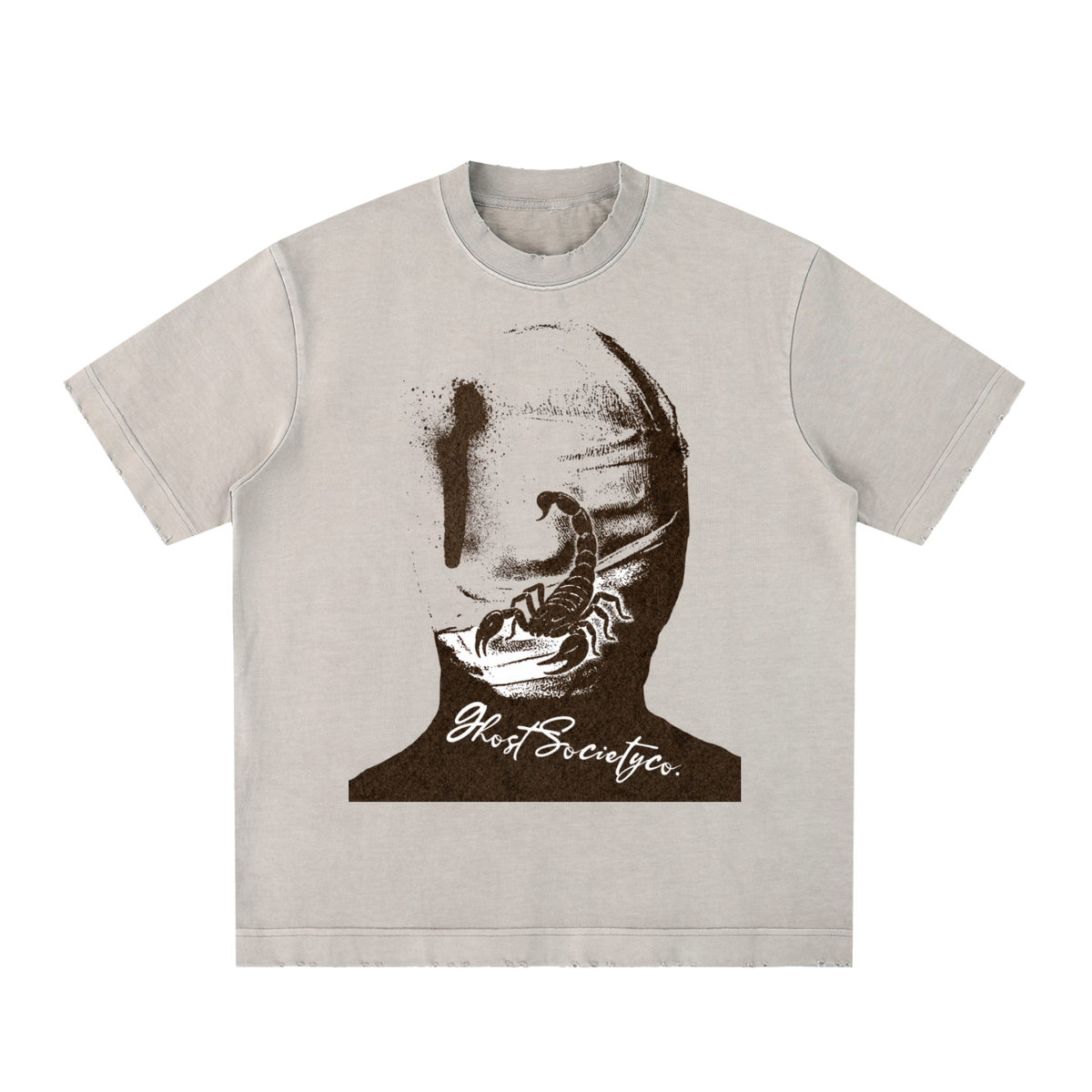GHOST SOCIETY CO. Heavyweight Vintage Washed Frayed T-Shirt