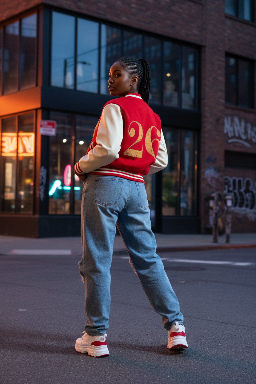 GHOST SOCIETY CO. Two-Tone Fleeced Varsity Jacket