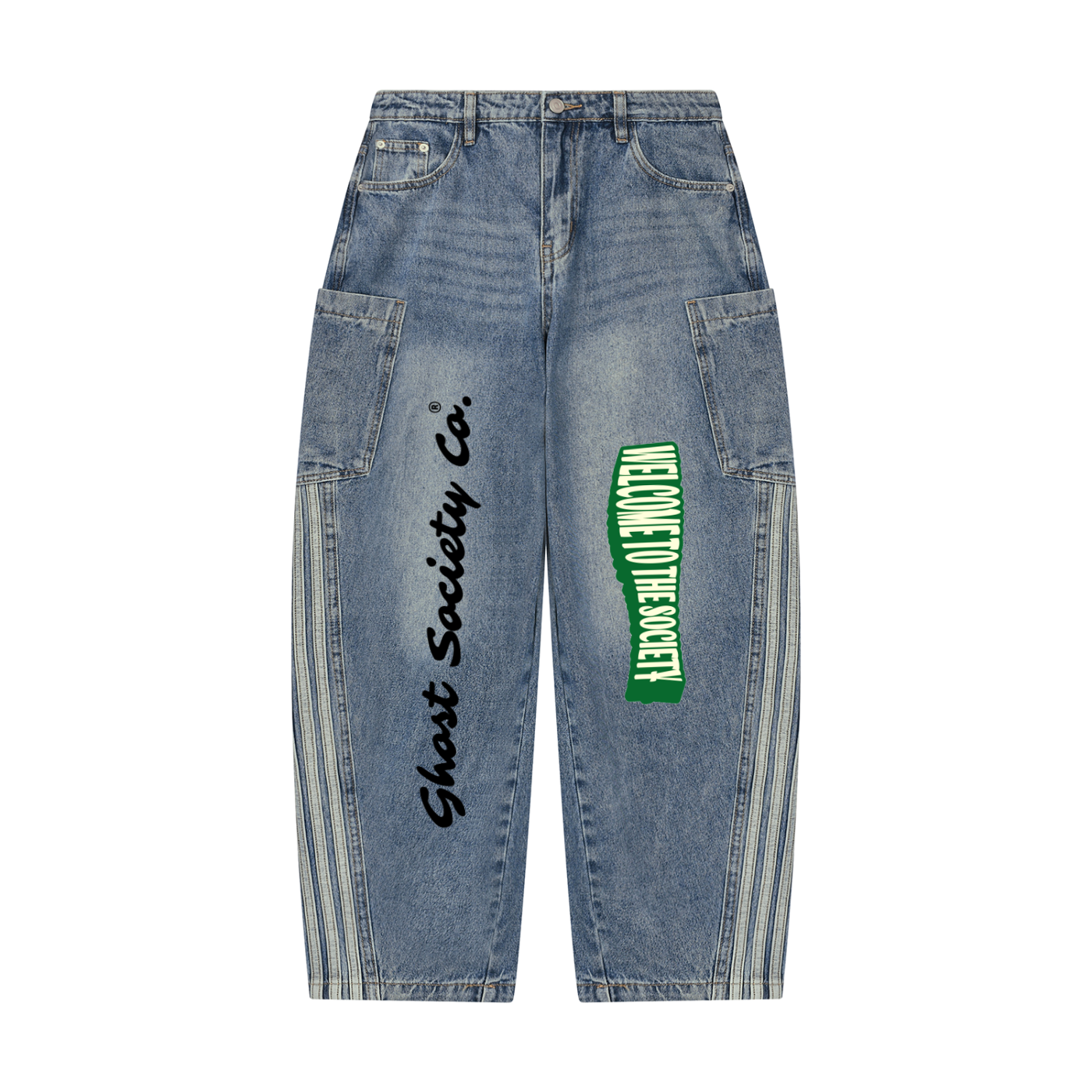 GHOST SOCIETY CO, Women's Vintage Wash Barrel Leg Jeans