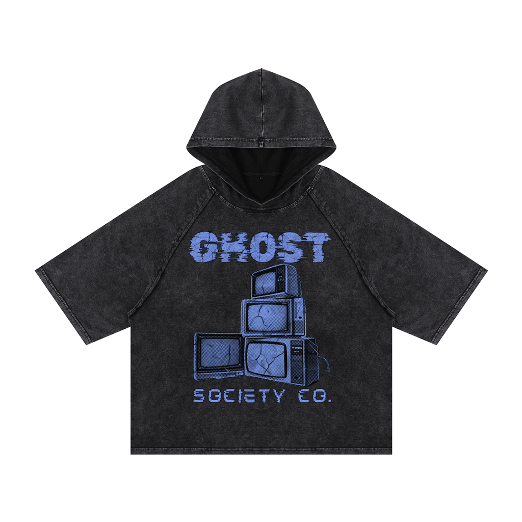 GHOST SOCIETY CO. Snow Washed Hooded Boxy T-Shirt