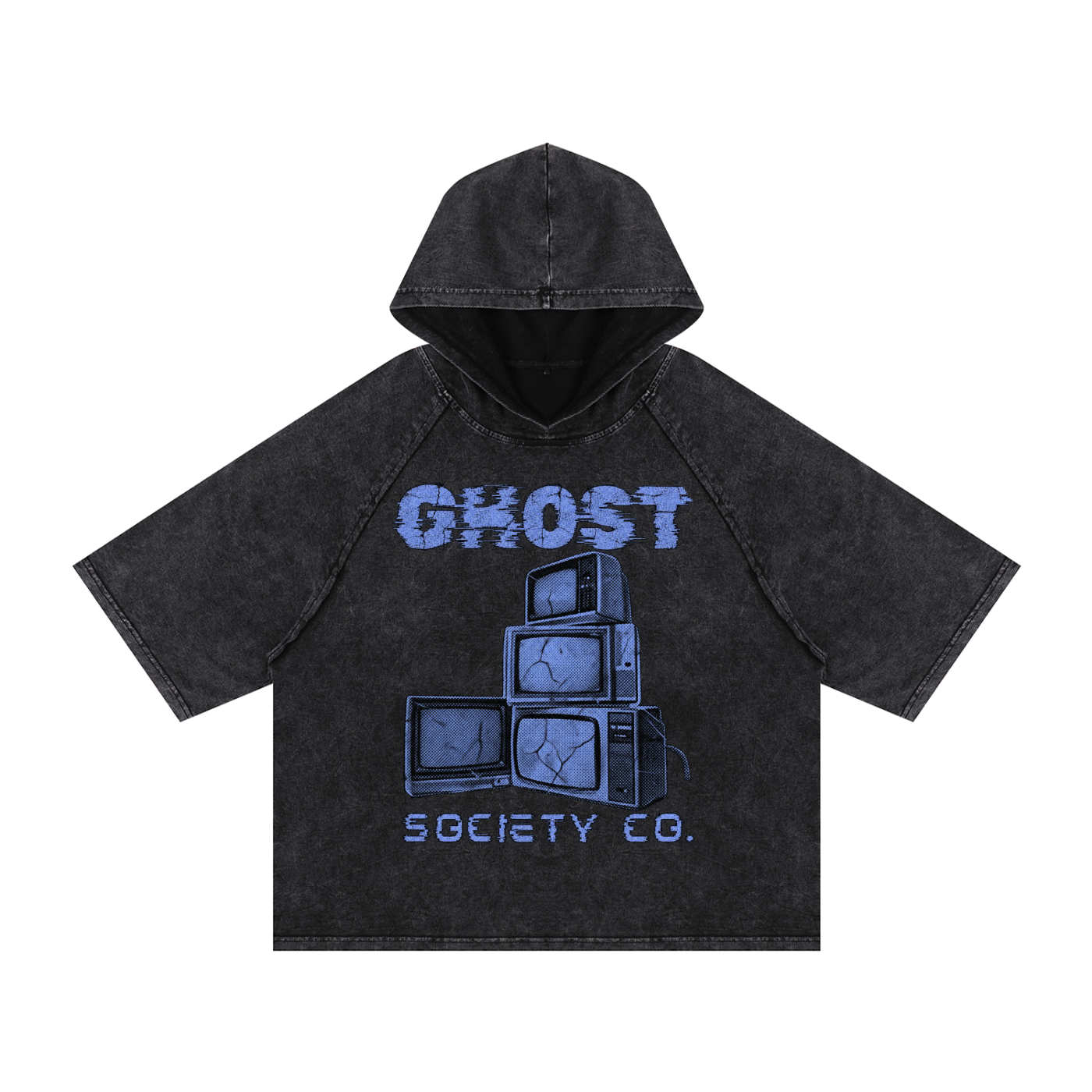 GHOST SOCIETY CO. Snow Washed Hooded Boxy T-Shirt