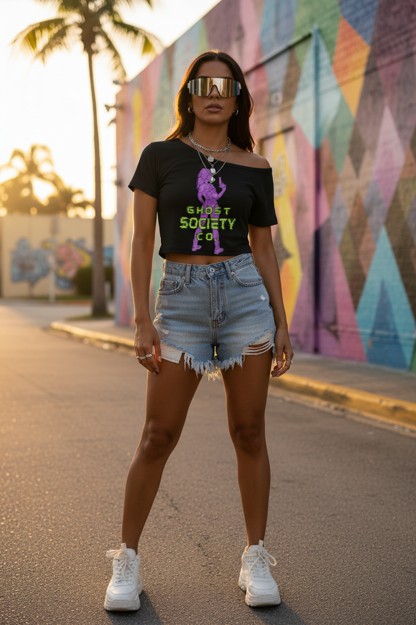 GHOST SOCIETY CO. Women’s Off-the-Shoulder T-Shirt