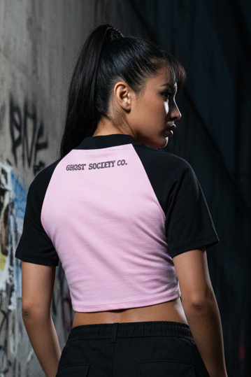 GHOST SOCIETY CO. Women’s Color Block Raglan Crop T-Shirt