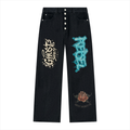 GHOST SOCIETY CO. Men's Vintage Wash Wide Leg Denim Jeans