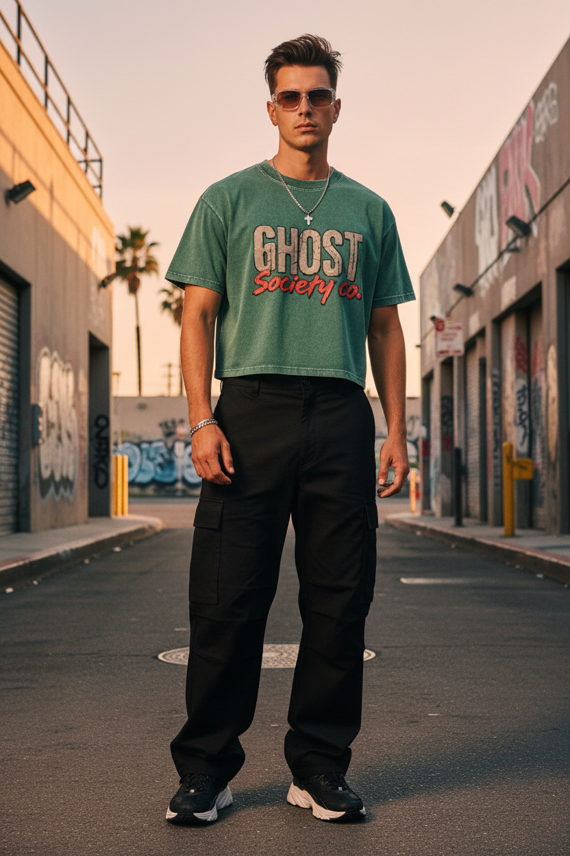 GHOST SOCIETY CO. Mineral Wash Boxy Cotton T-Shirt