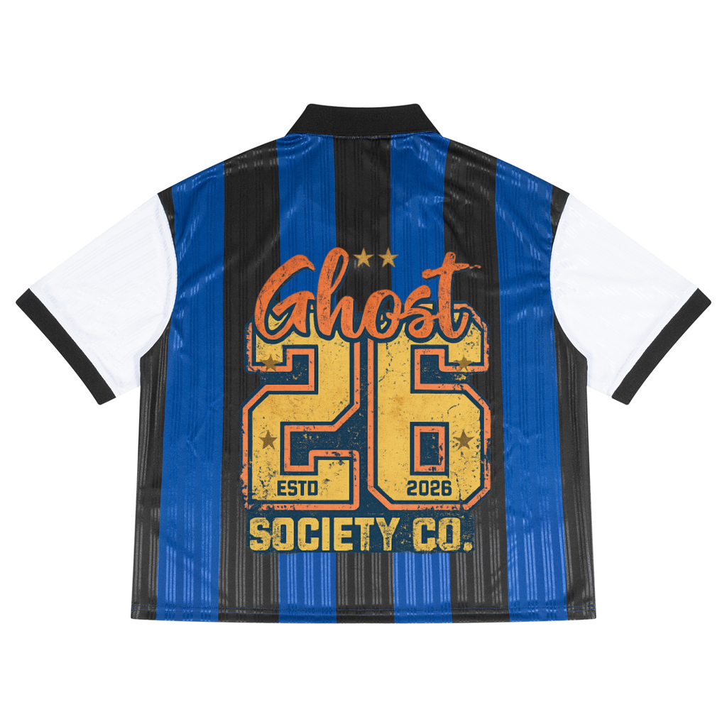 GHOST SOCIETY CO. Unisex Boxy Striped Collared Soccer Jersey