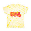 Yellow Cyclone Tie-Dye Tee with Retro Script Logo