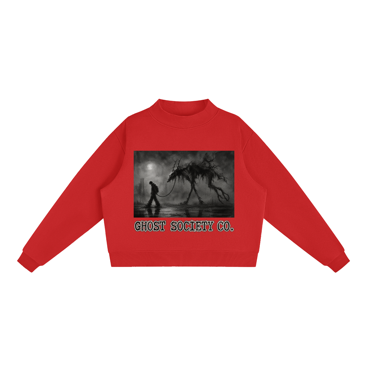 GHOST SOCIETY CO. Essential Fleece Mock-Neck Crew Sweatshirt