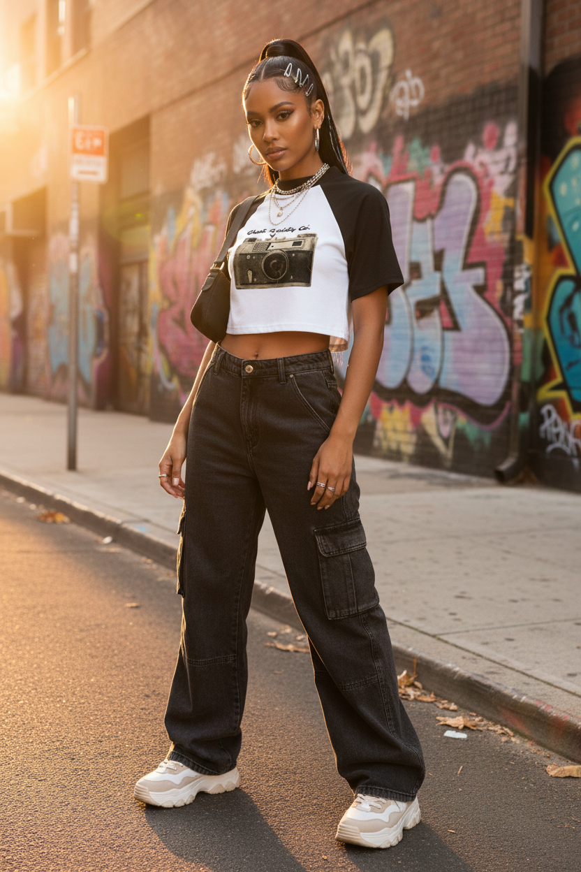 Women's Color Block Raglan Crop Tee | Ghost Society Co.