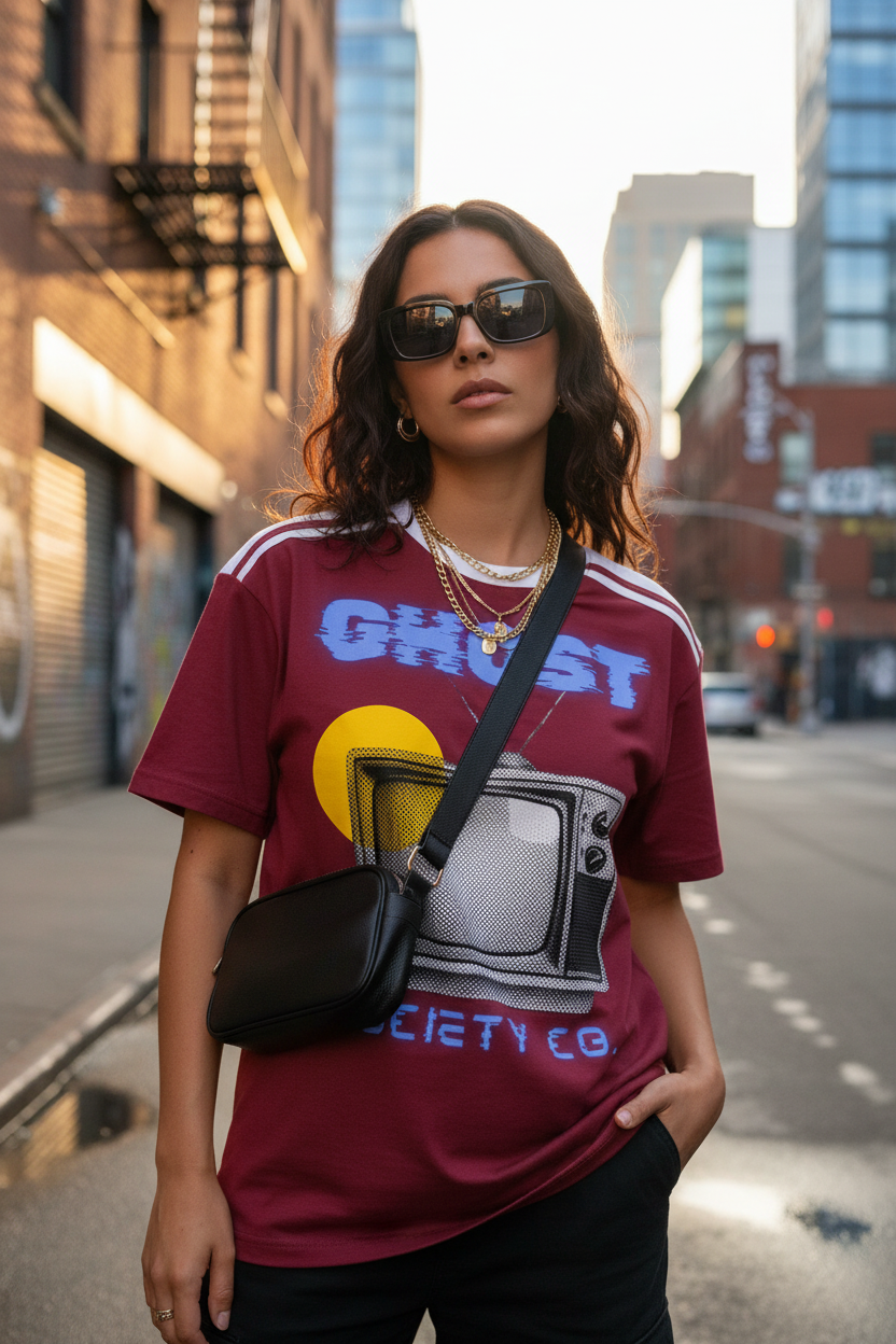 GHOST SOCIETY CO. Unisex Color Block Loose T-Shirt