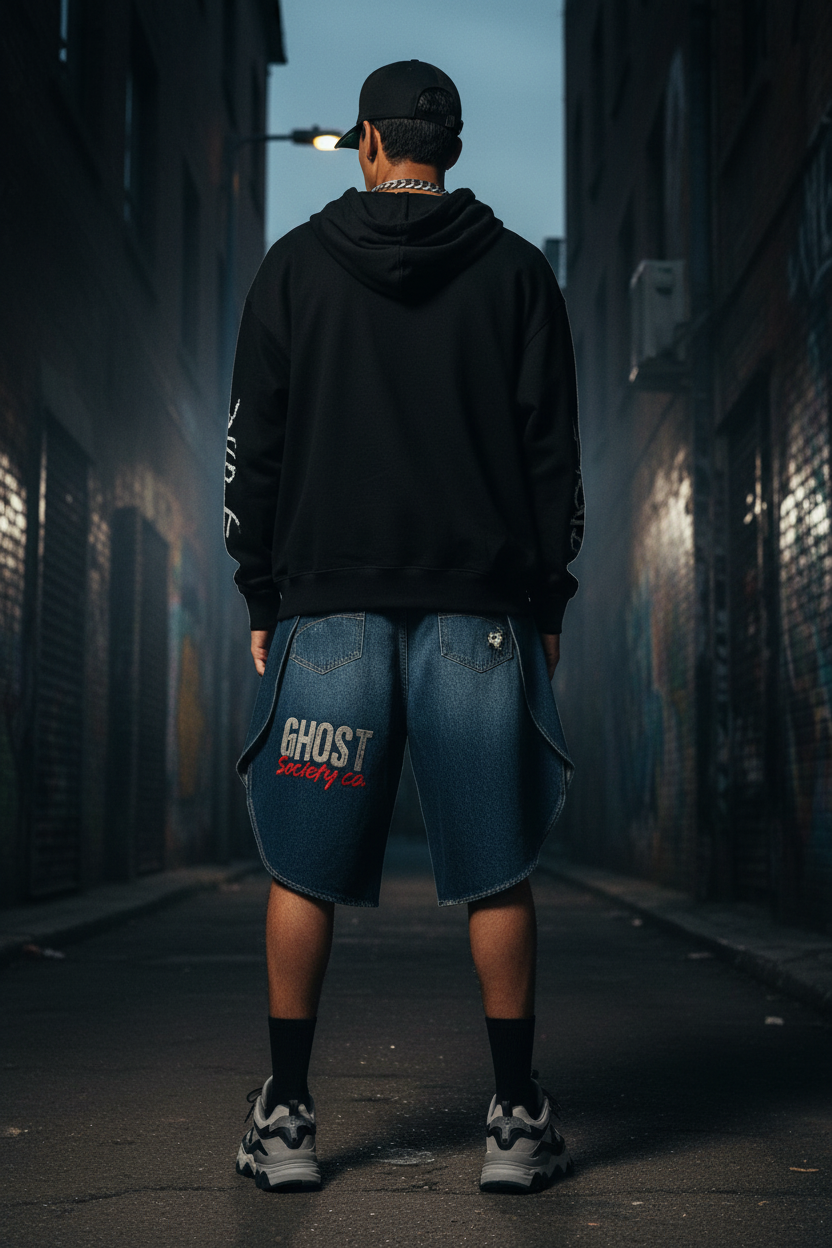 Men's Wide Leg Denim Shorts | Ghost Society Co.