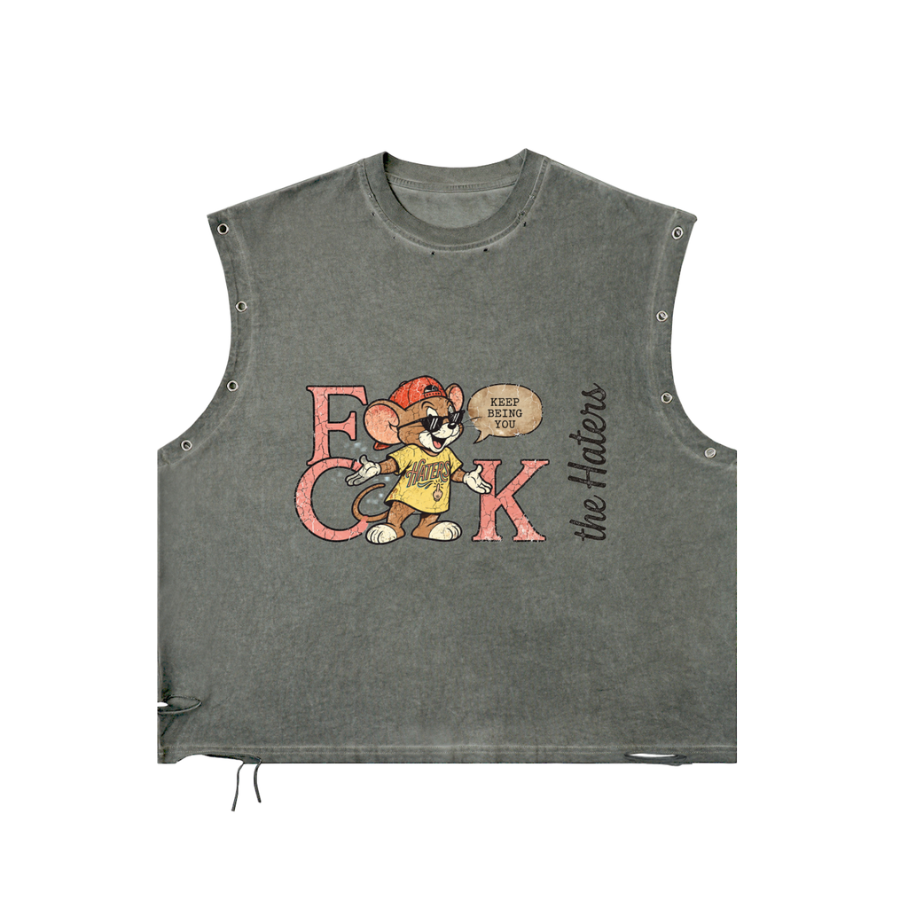 GHOST SOCIETY CO. Distressed Grommet Eyelet Tank Top