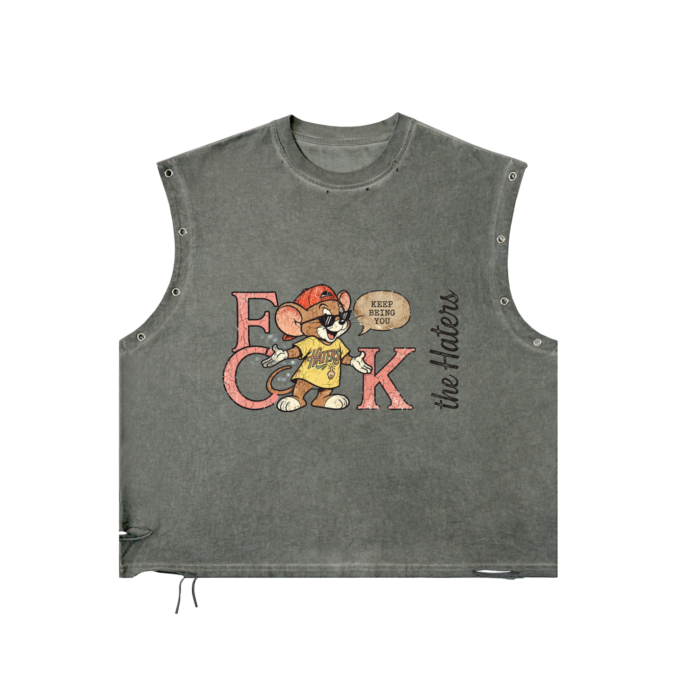 GHOST SOCIETY CO. Distressed Grommet Eyelet Tank Top