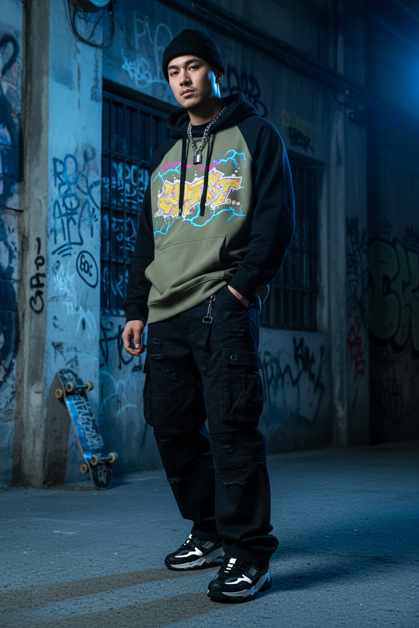 Color-Block Raglan Sleeve Hoodie